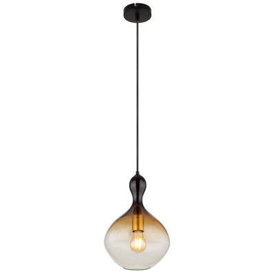 Luminosa Lighting Luminosa Aladdin 23Cm Dome Pendant Ceiling Light Matt Black Smoke Glass Shade 1X E27 from B&Q