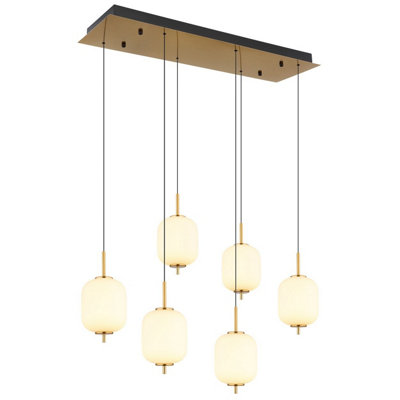 Luminosa Lighting Luminosa Ewald Cluster Pendant Ceiling Light Brass-Coloured Opal Glass Shade 6X Led 3000K from B&Q