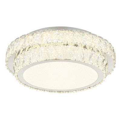 Luminosa Lighting Luminosa Klara 40Cm Ceiling Light Chrome K5 Crystals Led Dimmable 2700-6000K Remote Control from B&Q