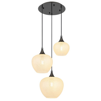 Luminosa Lighting Luminosa Maxy Cluster Pendant Ceiling Light Gunmetal Clear Glass Shade 3X E27 from B&Q