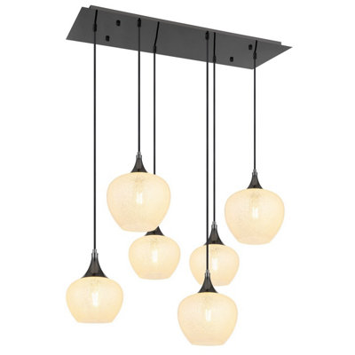 Luminosa Lighting Luminosa Maxy Cluster Pendant Ceiling Light Gunmetal Clear Glass Shade 6X E27 from B&Q