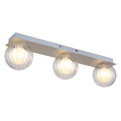 Luminosa Lighting Luminosa Ander Globe Ceiling Light Nickel Matt Ip44 Balls Clear Glass Shade 3X G9 from B&Q