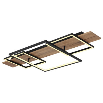 Luminosa Lighting Luminosa Vanni 95X40Cm Integrated Led Semi Flush Ceiling Light Matt Black 3X Led 3000K from B&Q