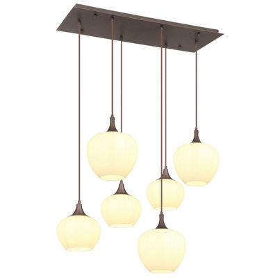 Luminosa Lighting Luminosa Maxy Cluster Pendant Ceiling Light Coffee Colored Opal Glass Shade 6X E27 from B&Q