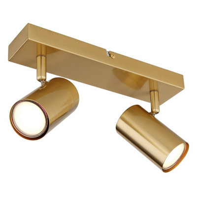 Luminosa Lighting Luminosa Robby Twin Ceiling Spotlight Gold Colours Brushed 2X Gu10 from B&Q