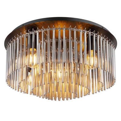 Luminosa Lighting Luminosa Gorley Ceiling Light Matt Black Smoke Glass Shade 5X E27 from B&Q