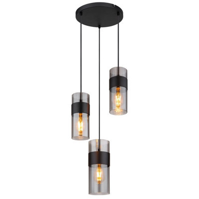 Luminosa Lighting Light/Black Luminosa Ing Luminosa Scarfina Cluster Pendant Ceiling Matt Smoke Glass Shade 3X E27 Size 3