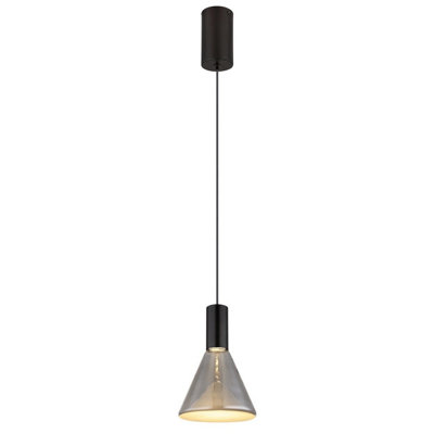 Luminosa Lighting Light/Black Luminosa Ing Luminosa Labora Cone Dome Pendant Ceiling Matt Smoke Glass Shade Led 3000K Size 8
