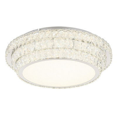 Luminosa Lighting Luminosa Klara 60Cm Ceiling Light Chrome K5 Crystals Led Dimmable 2700-6000K Remote Control from B&Q