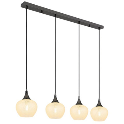 Luminosa Lighting Luminosa Maxy Bar Pendant Ceiling Light Gunmetal Clear Glass Shade 4X E27 from B&Q