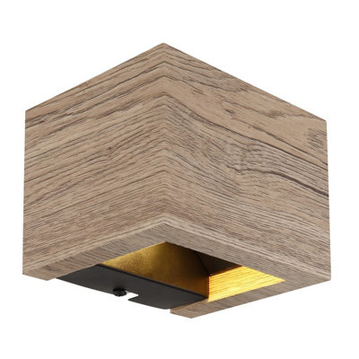 Luminosa Lighting Luminosa Alina Up & Down Wall Lamp Wood Look Dark Led 3000K from B&Q