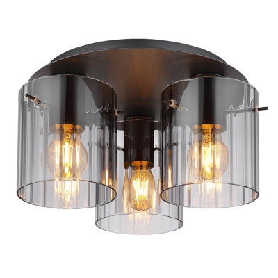 Luminosa Lighting Luminosa Tulivar Shade Cluster Ceiling Light Grey Dark Smoke Glass Shade 3X E27 from B&Q