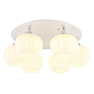 Luminosa Lighting Luminosa Maxy Globe Ceiling Light White Matt Opal Glass Shade 6X E27 from B&Q