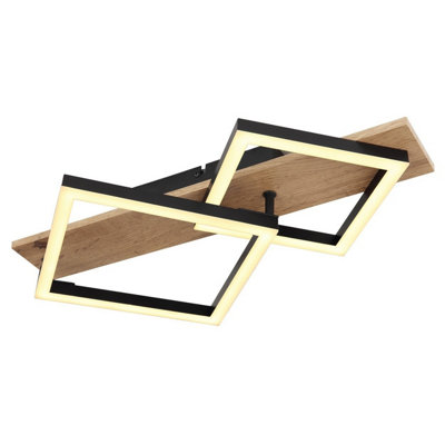 Luminosa Lighting Luminosa Beatrix Integrated Led Semi Flush Ceiling Light Matt Black Twin Square Led 3000K from B&Q