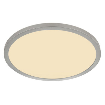 Luminosa Lighting Luminosa Sapana 30Cm Round Flush Ceiling Light Nickel Matt Ip44 Led 3000K from B&Q