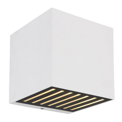Luminosa Lighting Luminosa Illi Outdoor Up Down Wall Lamp White Matt Ip54 Clear Glass Shade Led 3000K from B&Q