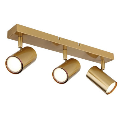 Luminosa Lighting Luminosa Robby Ceiling Spotlight Bar Gold Colours Brushed 3X Gu10 from B&Q