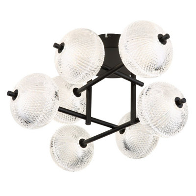 B&Q -  Luminosa Aida Multi Arm Semi Flush Ceiling Lamp Matt Black Led 3000-4500K