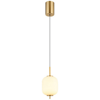 Luminosa Lighting Luminosa Ewald Globe Pendant Ceiling Light Brass-Coloured Opal Glass Shade Led 3000K from B&Q