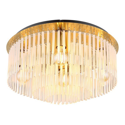 Luminosa Lighting Luminosa Gorley Ceiling Light Gold Colours Matt Opal Glass Shade 5X E27 from B&Q