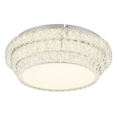 Luminosa Lighting Luminosa Klara 50Cm Ceiling Light Chrome K5 Crystals Led Dimmable 2700-6000K Remote Control from B&Q