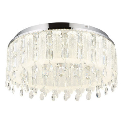 Luminosa Lighting Luminosa Klunka 58.5Cm Ceiling Light Chrome K5 Crystals Led Dimmable 2700-6000K Remote Control from B&Q