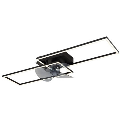 Luminosa Lighting Luminosa Tatjana Ceiling Fan Matt Black 2X Led Dimmable 3000-6500K Remote Control Timer from B&Q