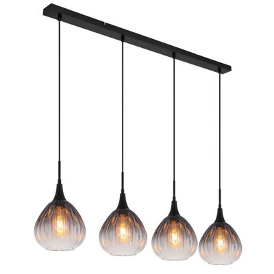 Luminosa Lighting Luminosa Olsen Bar Pendant Ceiling Light Matt Black Smoke Glass Shade 4X E27 from B&Q