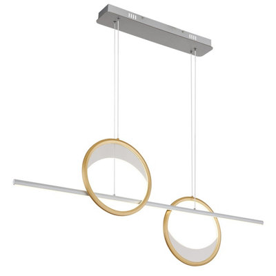 Luminosa Lighting Luminosa Umbra Bar Pendant Ceiling Light Silver Colored 2X Led Dimmable 2700-6500K Remote Control Timer from B&Q