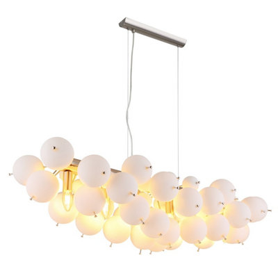 Luminosa Lighting Luminosa Udo Bar Pendant Ceiling Light Nickel Matt Balls Opal Glass Shade 6X E14 from B&Q