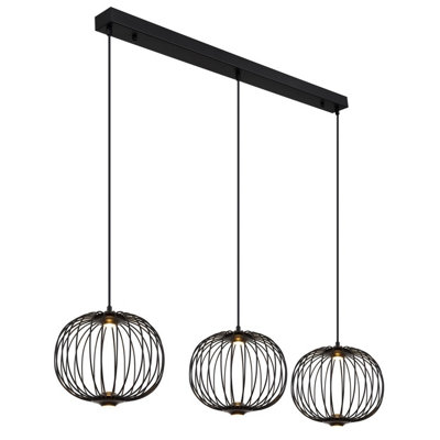 Luminosa Lighting Luminosa Galway Bar Pendant Ceiling Light Matt Black 3X Led 3000K from B&Q