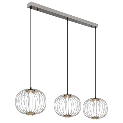 Luminosa Lighting Luminosa Galway Bar Pendant Ceiling Light Nickel Matt 3X Led 3000K from B&Q