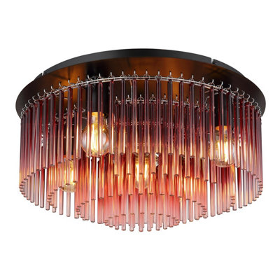 Luminosa Lighting Light/Black Luminosa Ing Luminosa Gorley Ceiling Matt Blackberry Glass Shade 5X E27 Size 5