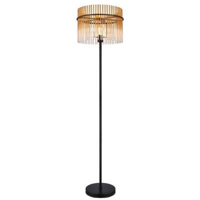 Luminosa Lighting Black/Amber Luminosa Gorley Glass Floor Lamp Matt Glass Shade 1X E27 Size 1