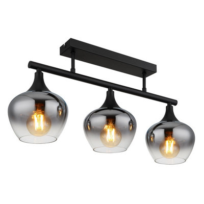 Luminosa Lighting Light/Black Luminosa Ing Luminosa Maxy Globe Ceiling Matt Smoke Glass Shade 3X E27 Size 3