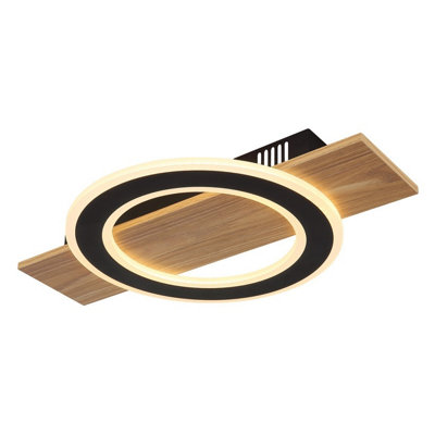 Luminosa Lighting Luminosa Jayden Integrated Led Semi Flush Ceiling Light Wood Look Dark Led 3000K from B&Q