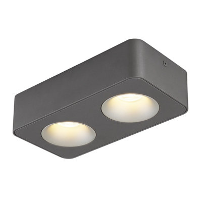 Luminosa Lighting Luminosa Hangarau Twin Ceiling Spotlight Grey Dark Led 3000K from B&Q