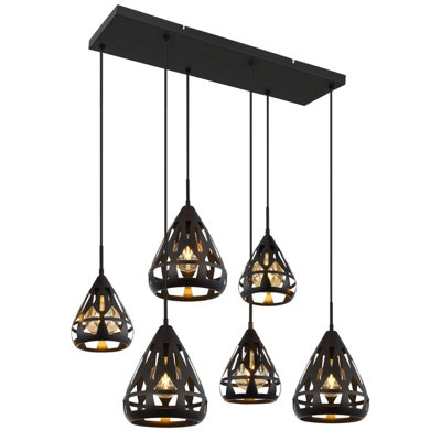 Luminosa Lighting Luminosa Hassan Cluster Pendant Ceiling Light Matt Black 6X E27 from B&Q