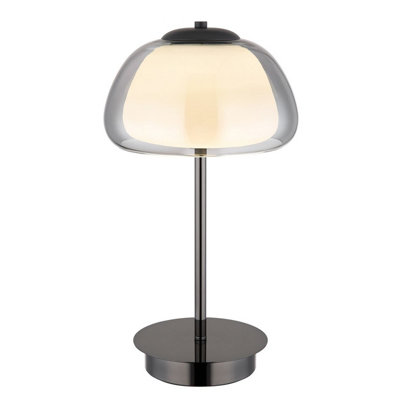 B&Q -  Luminosa Avila Integrated Led Table Lamp Gunmetal Smoke Glass Shade Led Dimmable 2700-6500K Remote Control