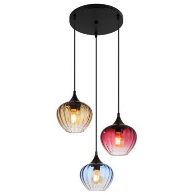 Globo Sander Pendant Light, Ø 45 Cm, Multicoloured, Glass, 3-Bulb. - Image 4