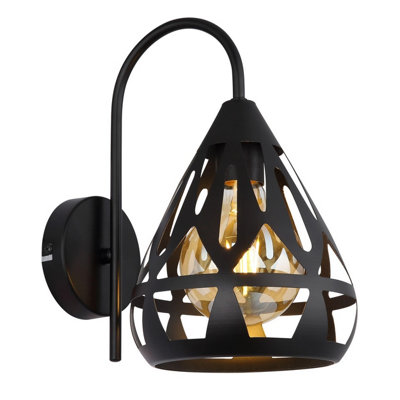 B&Q -  Luminosa Hassan Dome Wall Lamp Matt Black 1X E27