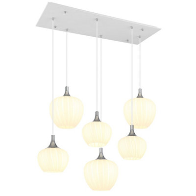 Luminosa Lighting Luminosa Maxy Cluster Pendant Ceiling Light White Matt Opal Glass Shade 6X E27 from B&Q