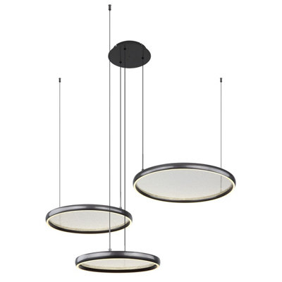Luminosa Lighting Luminosa Briggs Pendant Ceiling Light Matt Black 3X Led Dimmable 2700-6000K Remote Control from B&Q