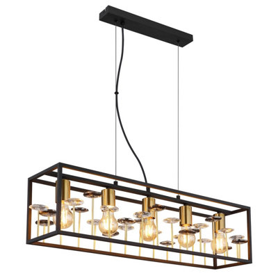 B&Q -  Luminosa Lisbon Bar Pendant Ceiling Light Matt Black 5X E27