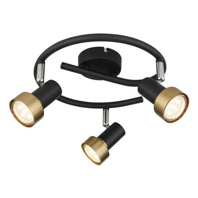 Luminosa Lighting Luminosa Mason Ceiling Spotlight Clusters Matt BlackGold 3X Gu10 from B&Q