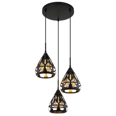 Luminosa Lighting Luminosa Hassan Cluster Pendant Ceiling Light Matt Black 3X E27 from B&Q