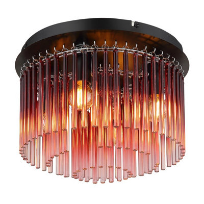 Luminosa Lighting Luminosa Gorley Ceiling Light Matt Black Blackberry Glass Shade 5X E14 from B&Q