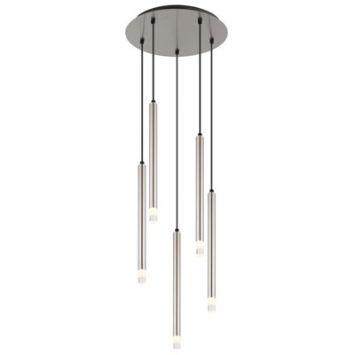 Luminosa Lighting Luminosa Ryan Cluster Pendant Ceiling Light Nickel Matt 5X G9 from B&Q