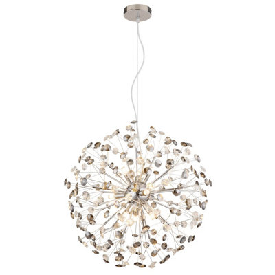 Luminosa Lighting Luminosa Katrina Spherical Pendant Ceiling Light Chrome K9 Crystals Smoke Colored 9X G9 3000K from B&Q