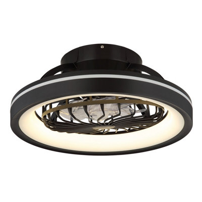 Luminosa Lighting Luminosa Deanne Ceiling Fan Matt Black 1X Rgb Led Dimmable 2700-6500K Remote Control Timer from B&Q